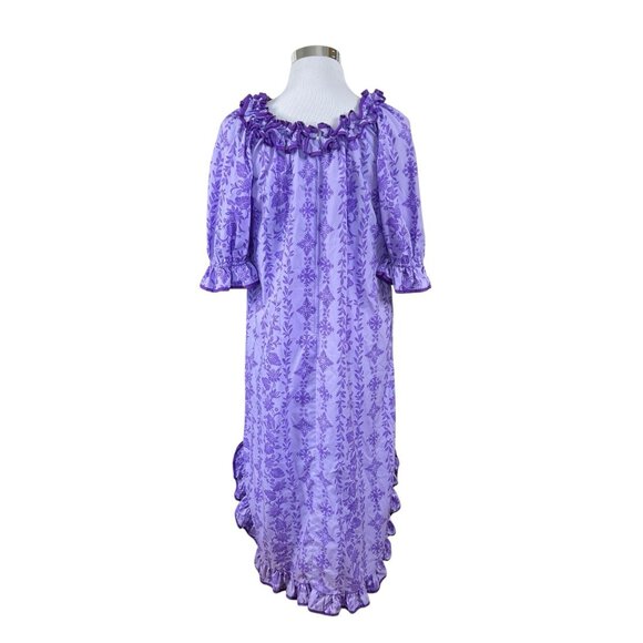 Shannon Marie Hawaii Dress XL USA Luau Vintage Aloha Puff Sleeve Ruffle Hem Neck - Picture 4 of 9